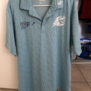 LIV Golf Team Fireballs Stubert Premier Light Blue Patterned Polo Shirt